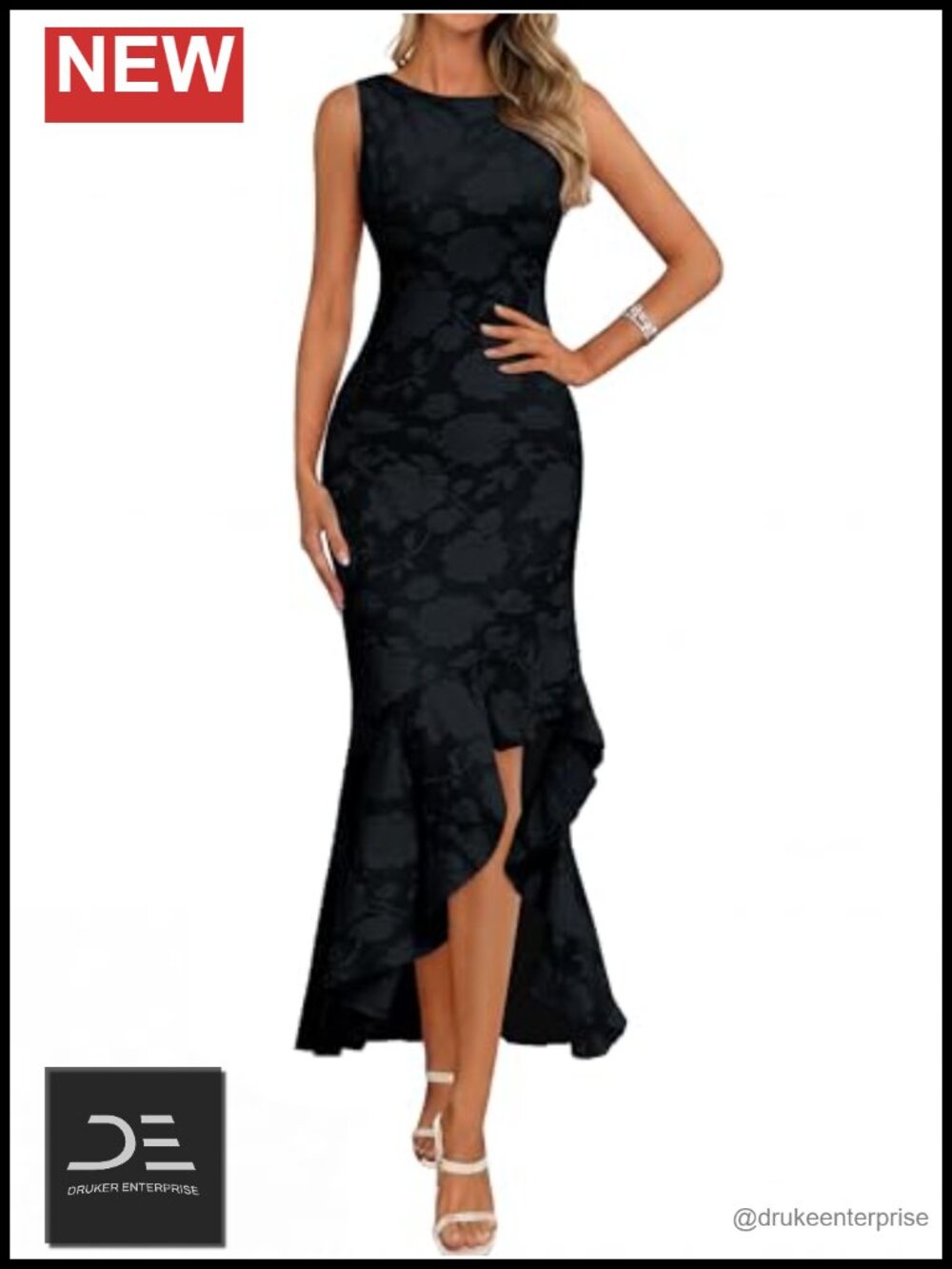 Simplee Floral Bodycon Maxi Dress Sleeveless Crewneck Wedding Guest Cocktail